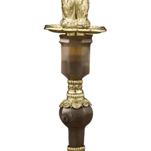 George IV Silver Gilt and Agate Candlesticks by Edward Farrell