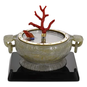 Coral and Jade Koi Fish Mystery Clock