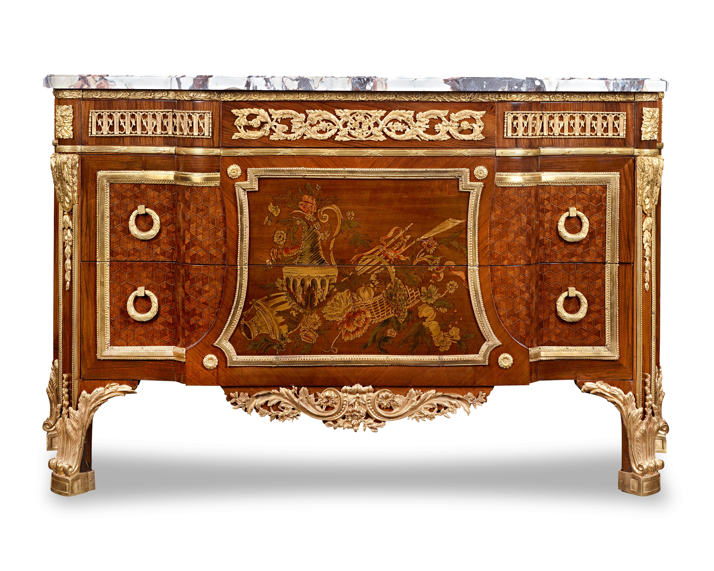 Louis XVI-Style Marquetry Commodes - Image 3