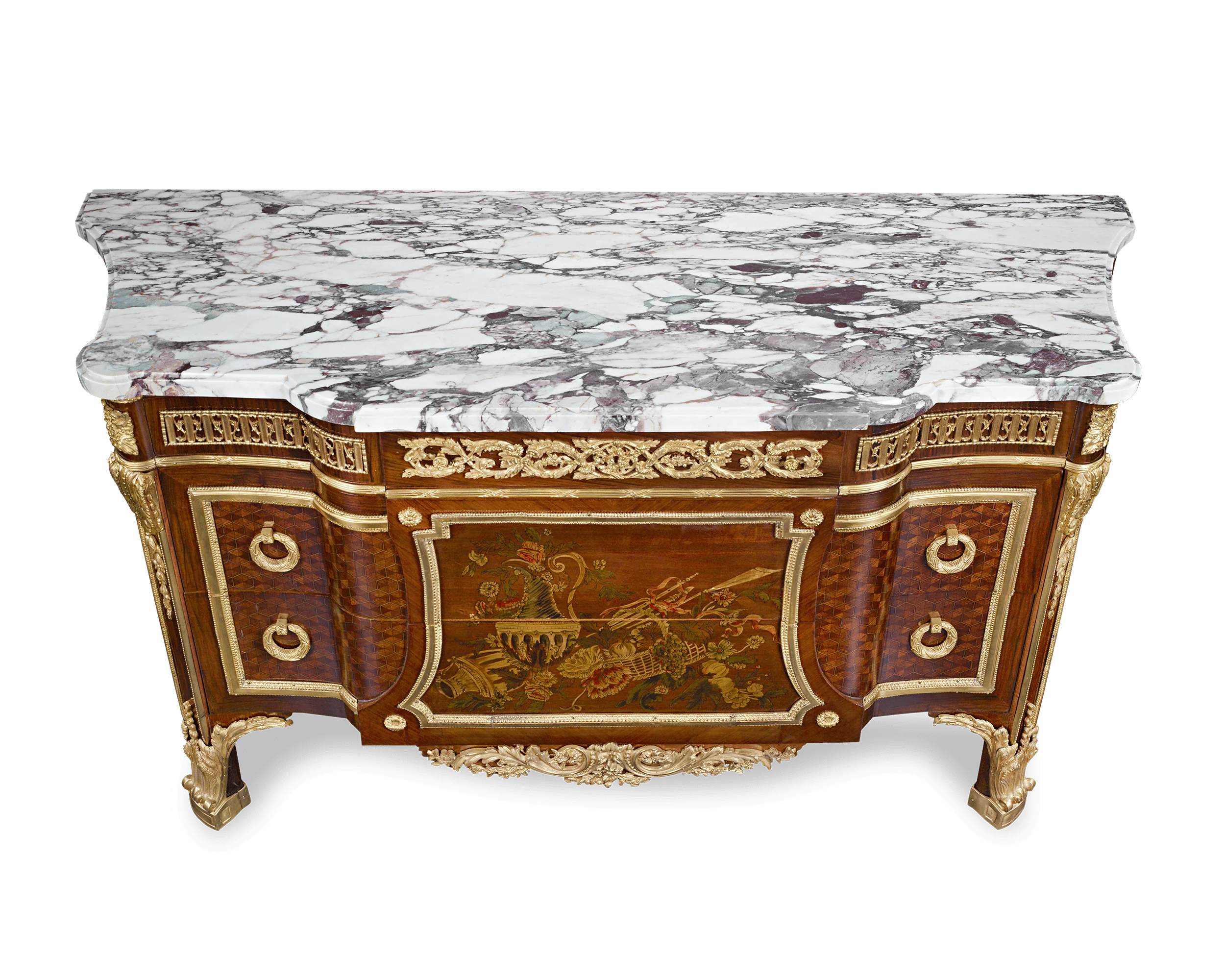 Louis XVI-Style Marquetry Commodes - Image 2
