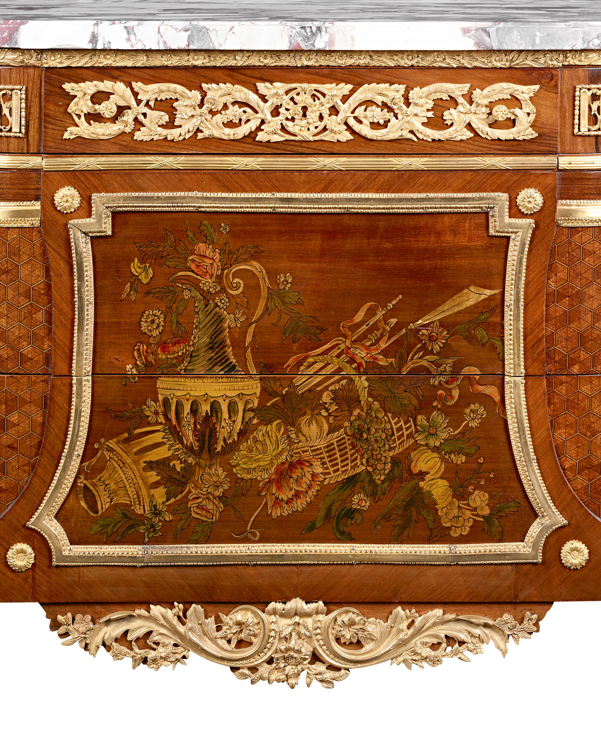 Louis XVI-Style Marquetry Commodes - Image 5
