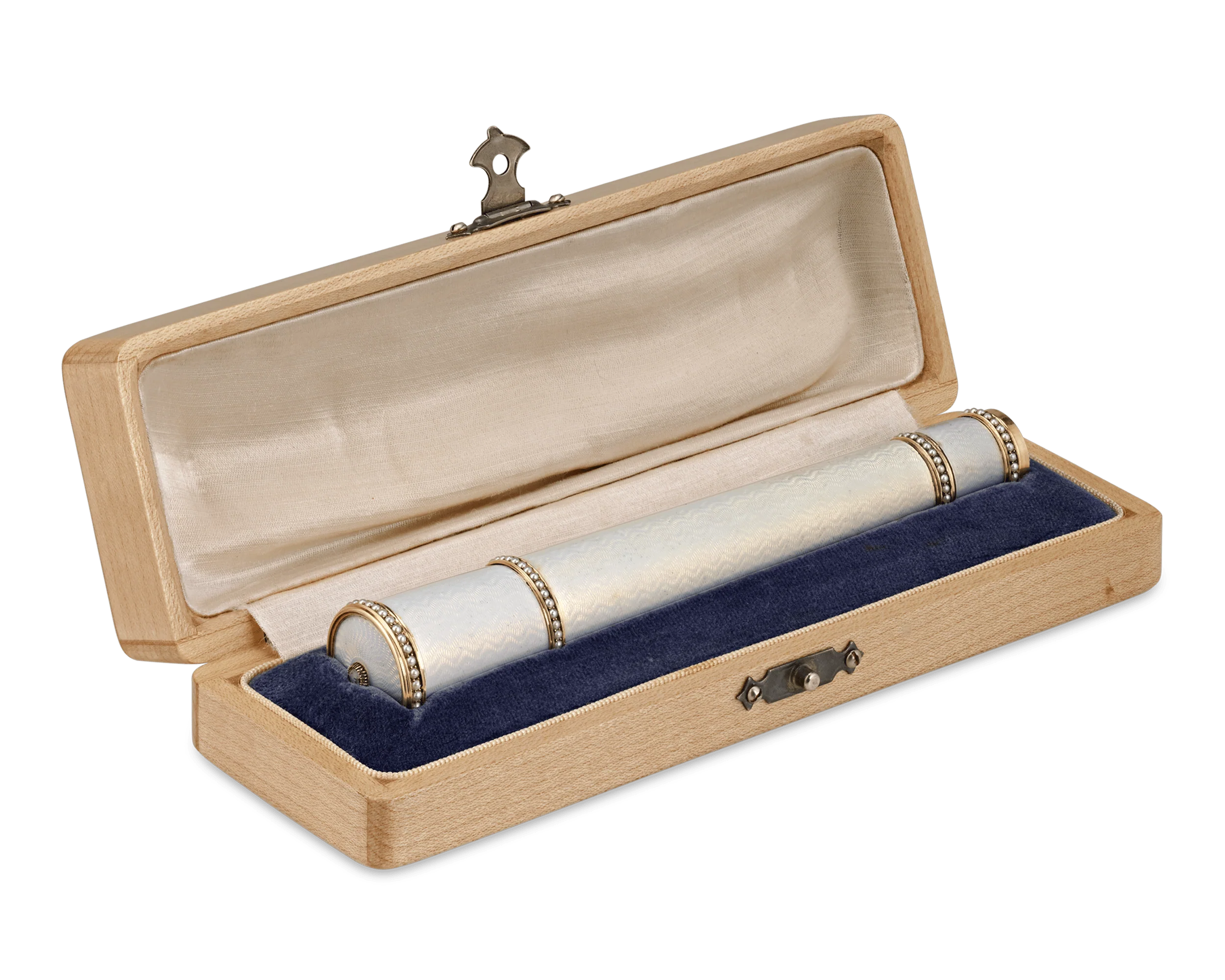 Fabergé White Guilloché Enamel Cane