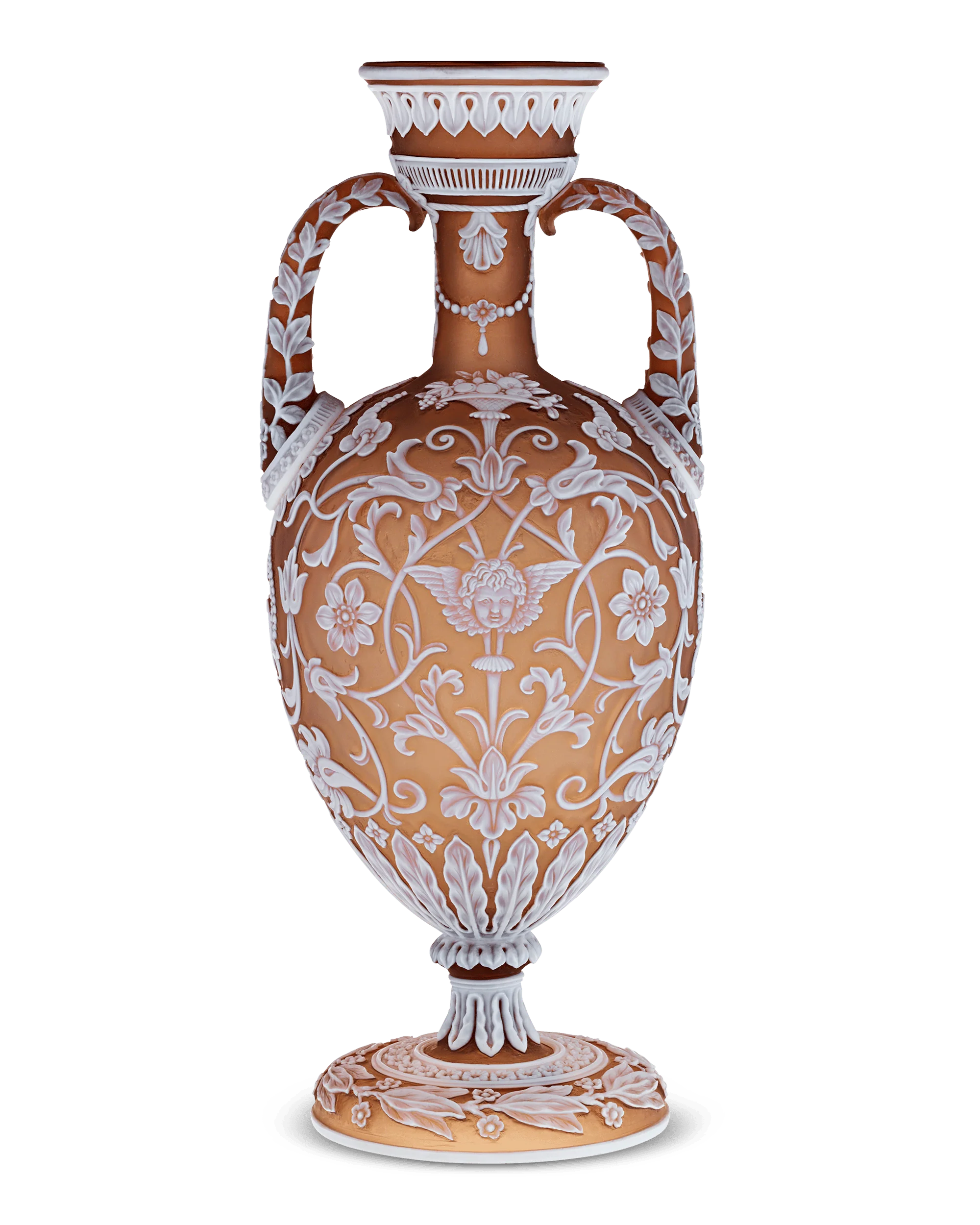 Thomas Webb & Son Two-Handled Cameo Amphora Vase by Thomas Woodall