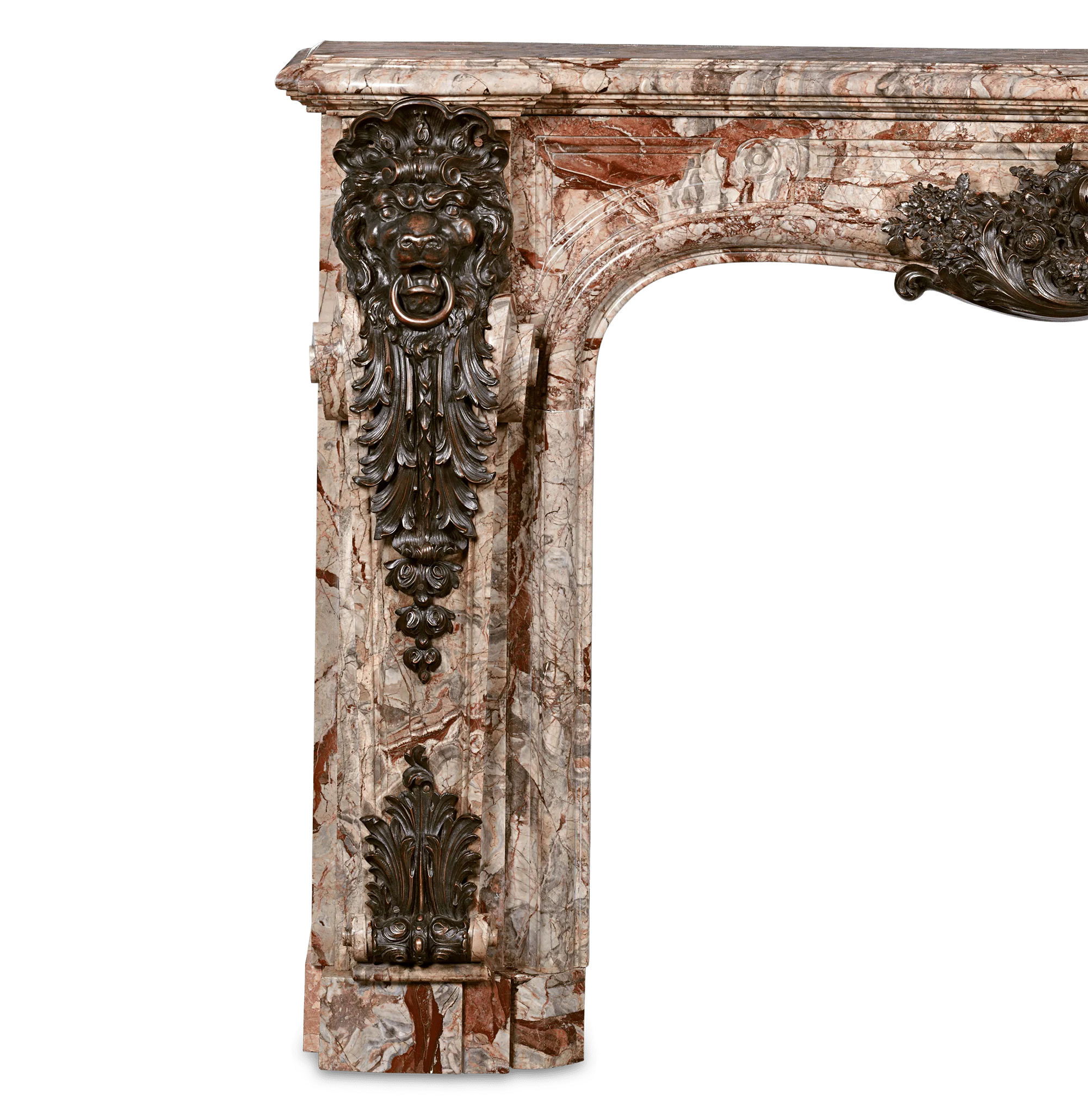 French Marble and Bronze Mantel - Image 4