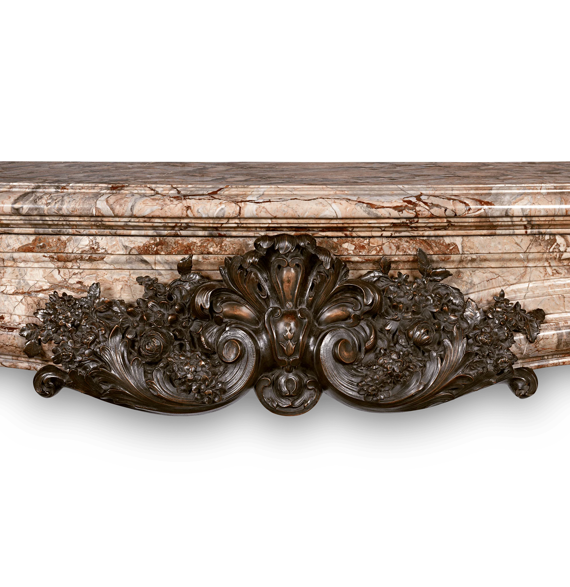 French Marble and Bronze Mantel - Image 3