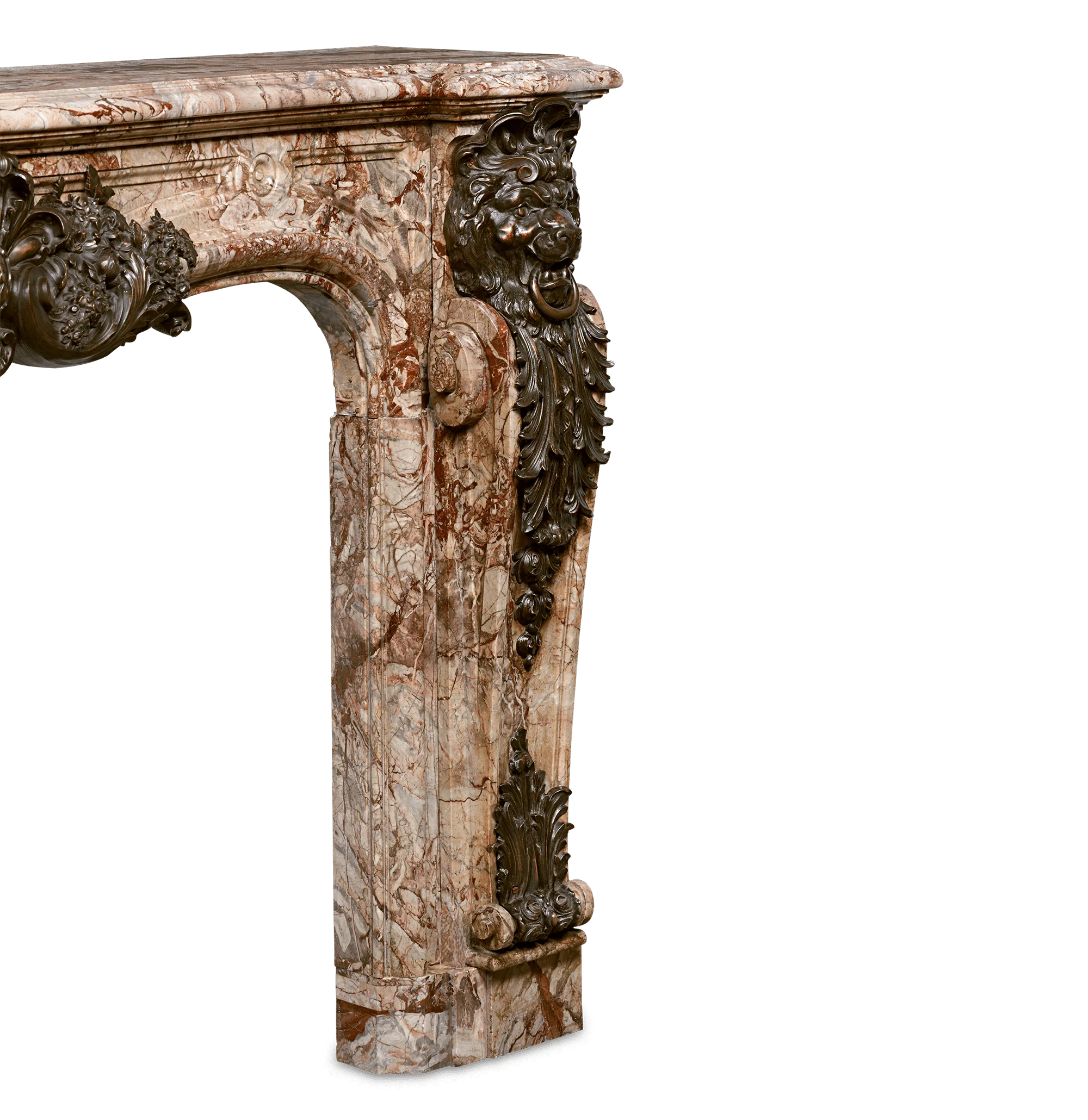 French Marble and Bronze Mantel - Image 2
