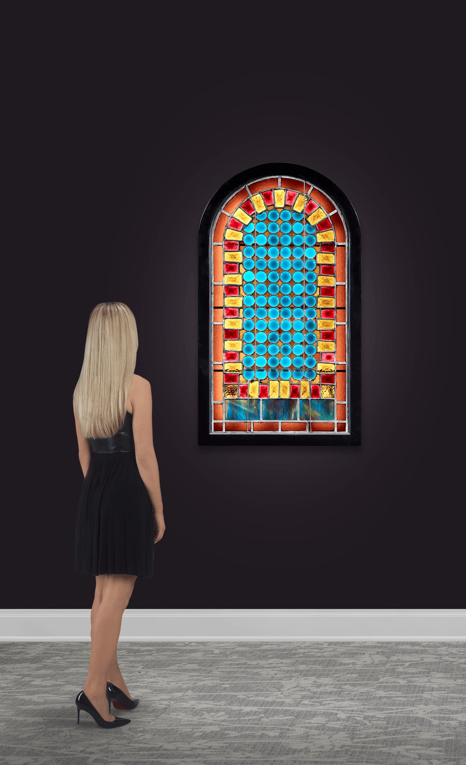 Blue Circles Stained Glass Window by John La Farge - Image 3