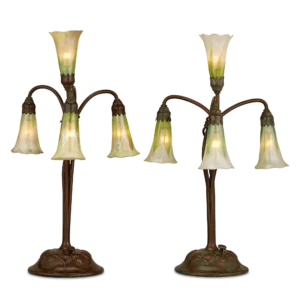 Pair of Four-Light Lily Table Lamps by Tiffany Studios