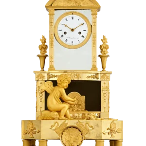 Cupid's Fire French Empire Mantel Clock by Bergmiller