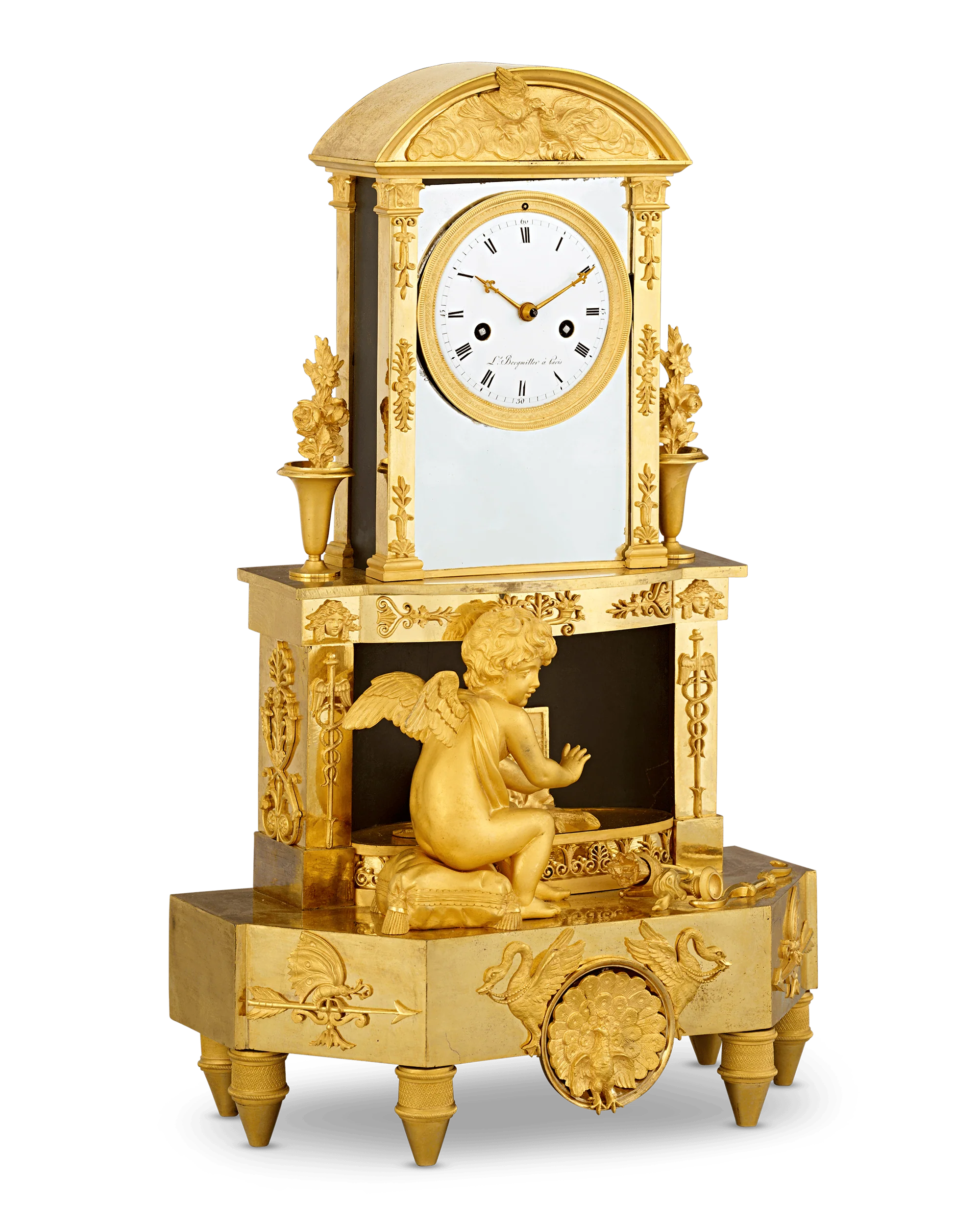 Cupid's Fire French Empire Mantel Clock by Bergmiller - Image 2