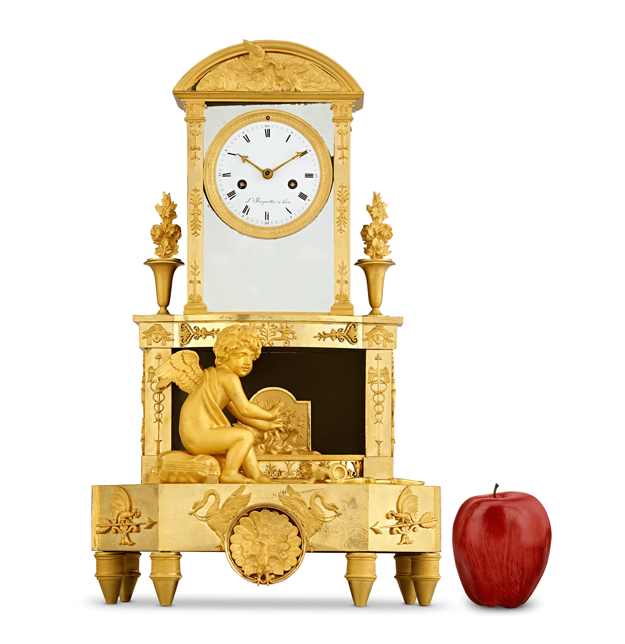 Cupid's Fire French Empire Mantel Clock by Bergmiller - Image 6