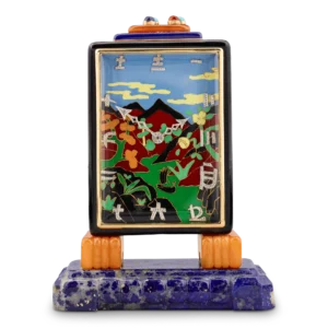 Marcus & Co. Art Deco Cloisonné Enamel Desk Clock