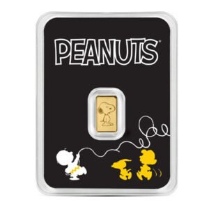 Peanuts Snoopy Gold Bar, 1/2 Gram .9999 Pure in Assay Package